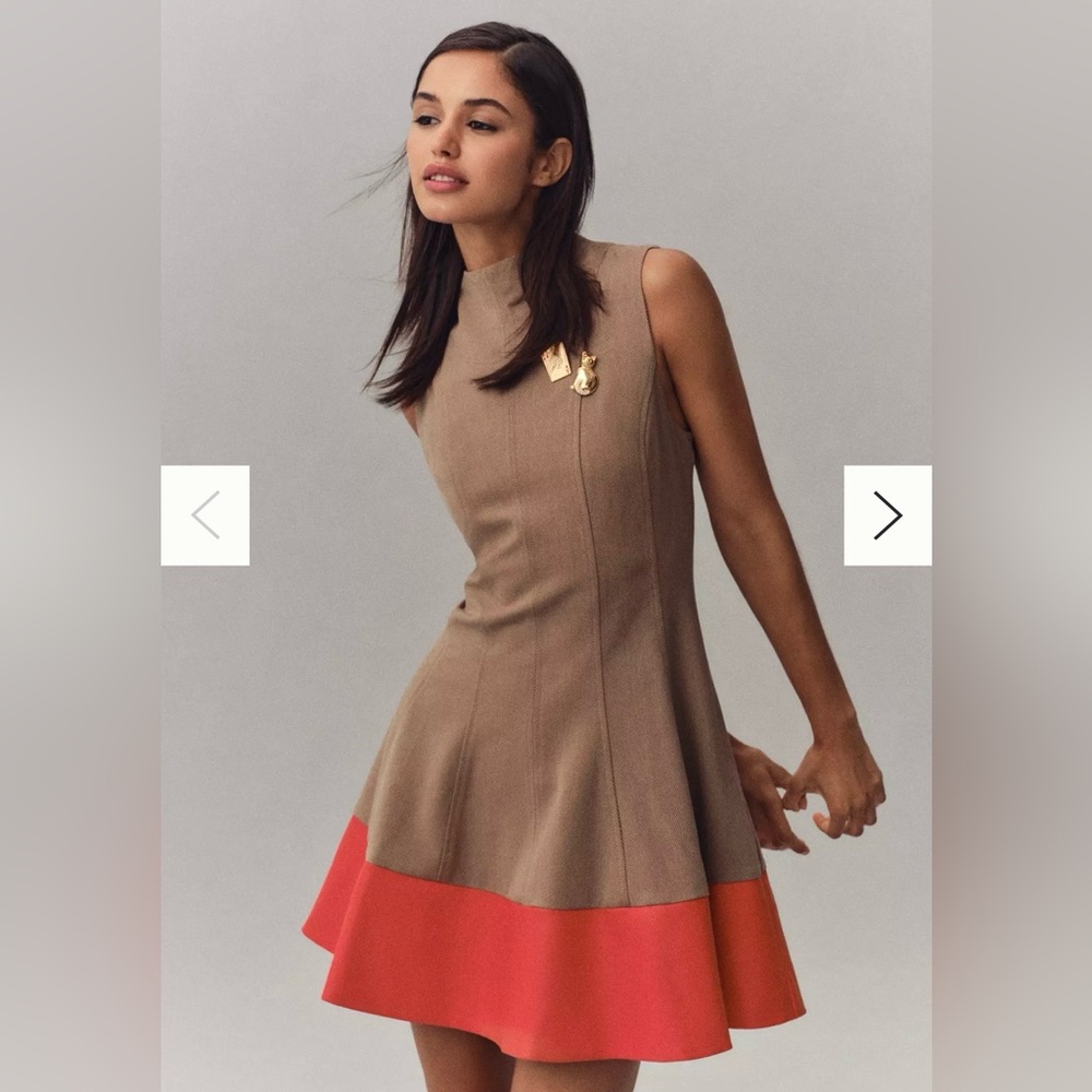 Maeve Faux Leather Mock-Neck Mini Dress
